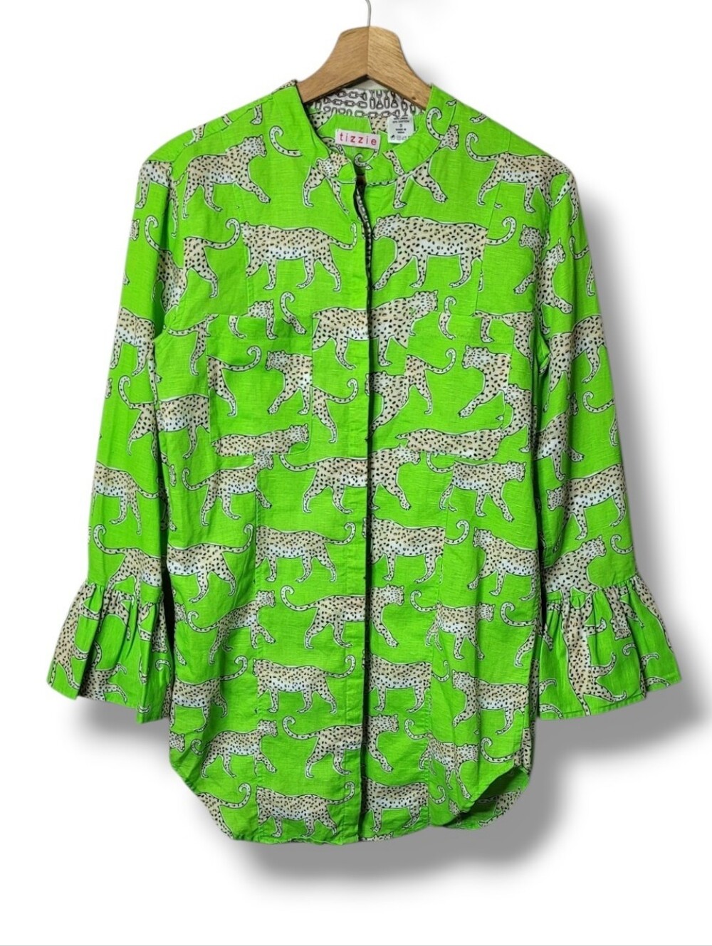 Tizzie Linen Cheetah Big Shirt Tunic NEW